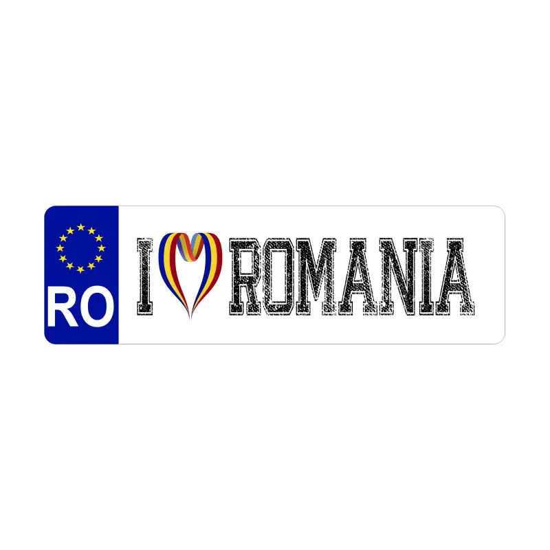 I love romania, autocolant, dimensiune 200x60mm